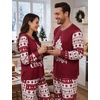 image:imageSWOMOG Matching Family Pajama Set Couple Christmas Printed Sleepwear Xmas Long Sleeve Lounge Set Men amp Women Pjs SetWine Red Tree  Pullover