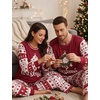 image:imageSWOMOG Matching Family Pajama Set Couple Christmas Printed Sleepwear Xmas Long Sleeve Lounge Set Men amp Women Pjs SetWine Red Tree  Pullover