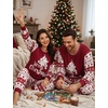 image:imageSWOMOG Matching Family Pajama Set Couple Christmas Printed Sleepwear Xmas Long Sleeve Lounge Set Men amp Women Pjs SetWine Red Tree  Pullover
