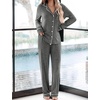image:imageSWOMOG Womens Pajama Sets Long Sleeve Button Down Sleepwear 2 Piece PJs Soft Lounge Sets with Pockets SXXLDark Grey