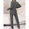 image:imageSWOMOG Womens Pajama Sets Long Sleeve Button Down Sleepwear 2 Piece PJs Soft Lounge Sets with Pockets SXXLDark Grey