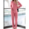 image:imageSWOMOG Womens Pajama Sets Long Sleeve Button Down Sleepwear 2 Piece PJs Soft Lounge Sets with Pockets SXXLLight Red