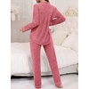 image:imageSWOMOG Womens Pajama Sets Long Sleeve Button Down Sleepwear 2 Piece PJs Soft Lounge Sets with Pockets SXXLLight Red