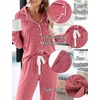 image:imageSWOMOG Womens Pajama Sets Long Sleeve Button Down Sleepwear 2 Piece PJs Soft Lounge Sets with Pockets SXXLLight Red