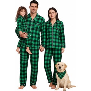 image:imageSWOMOG Matching Family Pajama Set Couple Christmas Printed Sleepwear Xmas Long Sleeve Lounge Set Men amp Women Pjs SetBlack Green Plaid  Button