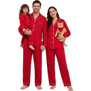 image:imageSWOMOG Matching Family Pajama Set Couple Christmas Printed Sleepwear Xmas Long Sleeve Lounge Set Men amp Women Pjs SetRed  Button