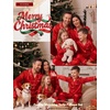 image:imageSWOMOG Family Matching Pajamas Set Silk Satin Long Sleeve Sleepwear Button Down Loungewear 2 Pcs Pj SetRed