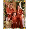 image:imageSWOMOG Family Matching Pajamas Set Silk Satin Long Sleeve Sleepwear Button Down Loungewear 2 Pcs Pj SetRust Brown