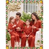 image:imageSWOMOG Family Matching Pajamas Set Silk Satin Long Sleeve Sleepwear Button Down Loungewear 2 Pcs Pj SetRust Brown