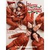 image:imageSWOMOG Family Matching Pajamas Set Silk Satin Long Sleeve Sleepwear Button Down Loungewear 2 Pcs Pj SetRust Brown