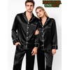 image:imageSWOMOG Matching Satin Pajamas for Couples Long Sleeve Button Down Sleepwear His and Hers Pajamas Sets Christmas LoungewearBlack