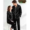image:imageSWOMOG Matching Satin Pajamas for Couples Long Sleeve Button Down Sleepwear His and Hers Pajamas Sets Christmas LoungewearBlack