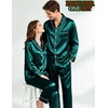 image:imageSWOMOG Matching Satin Pajamas for Couples Long Sleeve Button Down Sleepwear His and Hers Pajamas Sets Christmas LoungewearDark Green