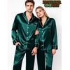 image:imageSWOMOG Matching Satin Pajamas for Couples Long Sleeve Button Down Sleepwear His and Hers Pajamas Sets Christmas LoungewearDark Green