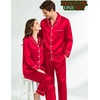 image:imageSWOMOG Matching Satin Pajamas for Couples Long Sleeve Button Down Sleepwear His and Hers Pajamas Sets Christmas LoungewearRed