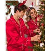 image:imageSWOMOG Matching Satin Pajamas for Couples Long Sleeve Button Down Sleepwear His and Hers Pajamas Sets Christmas LoungewearRed