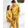 image:imageSWOMOG Matching Satin Pajamas for Couples Long Sleeve Button Down Sleepwear His and Hers Pajamas Sets Christmas LoungewearYellow