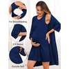 image:imageSWOMOG Women Maternity Nursing Gown and 34 Sleeve Robe Set Labor Delivery Nightgown Breastfeeding Hospital BathrobeNavy Blue