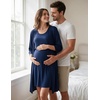 image:imageSWOMOG Women Maternity Nursing Gown and 34 Sleeve Robe Set Labor Delivery Nightgown Breastfeeding Hospital BathrobeNavy Blue