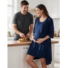image:imageSWOMOG Women Maternity Nursing Gown and 34 Sleeve Robe Set Labor Delivery Nightgown Breastfeeding Hospital BathrobeNavy Blue