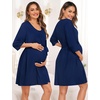 image:imageSWOMOG Women Maternity Nursing Gown and 34 Sleeve Robe Set Labor Delivery Nightgown Breastfeeding Hospital BathrobeNavy Blue