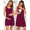 image:imageSWOMOG Women Maternity Nursing Gown and 34 Sleeve Robe Set Labor Delivery Nightgown Breastfeeding Hospital BathrobeWineberry