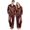 image:imageSWOMOG Matching Satin Pajamas for Couples Long Sleeve Button Down Sleepwear His and Hers Pajamas Sets Christmas LoungewearBrown