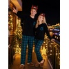 image:imageSWOMOG 100 Cotton Couples Matching Pajama Set Christmas Pajamas Buffalo Plaid Sleepwear Soft PJ Set with PocketsBlue Green Palid