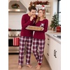 image:imageSWOMOG 100 Cotton Couples Matching Pajama Set Christmas Pajamas Buffalo Plaid Sleepwear Soft PJ Set with PocketsBurgundy Plaid