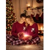 image:imageSWOMOG 100 Cotton Couples Matching Pajama Set Christmas Pajamas Buffalo Plaid Sleepwear Soft PJ Set with PocketsBurgundy Plaid