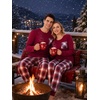 image:imageSWOMOG 100 Cotton Couples Matching Pajama Set Christmas Pajamas Buffalo Plaid Sleepwear Soft PJ Set with PocketsBurgundy Plaid
