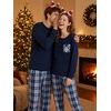 image:imageSWOMOG 100 Cotton Couples Matching Pajama Set Christmas Pajamas Buffalo Plaid Sleepwear Soft PJ Set with PocketsDark Blue Plaid