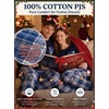 image:imageSWOMOG 100 Cotton Couples Matching Pajama Set Christmas Pajamas Buffalo Plaid Sleepwear Soft PJ Set with PocketsDark Blue Plaid