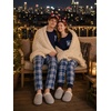 image:imageSWOMOG 100 Cotton Couples Matching Pajama Set Christmas Pajamas Buffalo Plaid Sleepwear Soft PJ Set with PocketsDark Blue Plaid