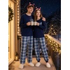 image:imageSWOMOG 100 Cotton Couples Matching Pajama Set Christmas Pajamas Buffalo Plaid Sleepwear Soft PJ Set with PocketsDark Blue Plaid