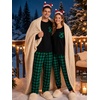 image:imageSWOMOG 100 Cotton Couples Matching Pajama Set Christmas Pajamas Buffalo Plaid Sleepwear Soft PJ Set with PocketsGreen Black Plaid