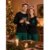 image:imageSWOMOG 100 Cotton Couples Matching Pajama Set Christmas Pajamas Buffalo Plaid Sleepwear Soft PJ Set with PocketsGreen Black Plaid