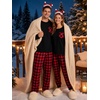 image:imageSWOMOG 100 Cotton Couples Matching Pajama Set Christmas Pajamas Buffalo Plaid Sleepwear Soft PJ Set with PocketsRed Black Plaid