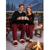 image:imageSWOMOG 100 Cotton Couples Matching Pajama Set Christmas Pajamas Buffalo Plaid Sleepwear Soft PJ Set with PocketsRed Black Plaid