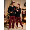 image:imageSWOMOG 100 Cotton Couples Matching Pajama Set Christmas Pajamas Buffalo Plaid Sleepwear Soft PJ Set with PocketsRed Black Plaid