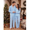image:imageSWOMOG 100 Cotton Couples Matching Pajama Sets Xmas Long Sleeve Pj SetsBlue Striped