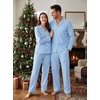 image:imageSWOMOG 100 Cotton Couples Matching Pajama Sets Xmas Long Sleeve Pj SetsBlue Striped