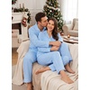 image:imageSWOMOG 100 Cotton Couples Matching Pajama Sets Xmas Long Sleeve Pj SetsBlue Striped