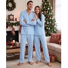 image:imageSWOMOG 100 Cotton Couples Matching Pajama Sets Xmas Long Sleeve Pj SetsBlue Striped