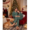 image:imageSWOMOG 100 Cotton Couples Matching Pajama Sets Xmas Long Sleeve Pj SetsGreen Striped