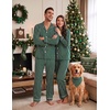 image:imageSWOMOG 100 Cotton Couples Matching Pajama Sets Xmas Long Sleeve Pj SetsGreen Striped