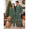 image:imageSWOMOG 100 Cotton Couples Matching Pajama Sets Xmas Long Sleeve Pj SetsGreen Striped