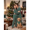 image:imageSWOMOG 100 Cotton Couples Matching Pajama Sets Xmas Long Sleeve Pj SetsGreen Striped