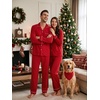 image:imageSWOMOG 100 Cotton Couples Matching Pajama Sets Xmas Long Sleeve Pj SetsRed