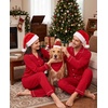 image:imageSWOMOG 100 Cotton Couples Matching Pajama Sets Xmas Long Sleeve Pj SetsRed